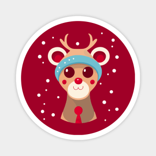 Cute Christmas Red Nosed Reindeer Magnet